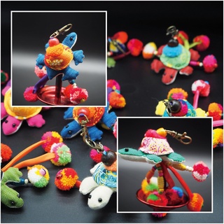 DIY03 พวงกุญแจเต่างานแฮนด์เมด พวงกุญแจเต่าผ้า ช้างผ้าไทย ของขวัญ ของที่ระลึก พวงกุญแจ ส่งสุ่มสี ของชำรวย