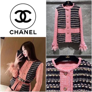 เสื้อแจ็คเก็ต CHANEL SUMMER COLLECTION TWEED MULTICOLORS JACKET IN PINK