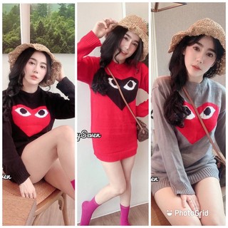 Thebest :: เดรสไหมพรม น่ารักๆ ลาย Play เรียบหรู 3 สี BF❤️