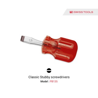 PB Swiss tools ไขควงด้ามสั้น ปากแบน รุ่น PB 135 Screwdrivers for slotted screws, short blade with stubby handle