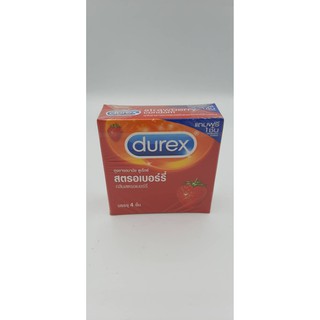 Durex STRAWBERRY ถุงยางอนามัยดูเร็กซ์ สตรอเบอร์รี่ ขนาด 52.5มม.(บรรจุ 4ชิ้น/กล่อง)[1 กล่อง] *ไม่ระบุชื่อสินค้าหน้ากล่อง*