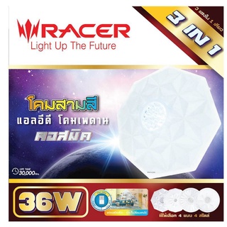 โคมไฟติดเพดาน Racer LED เปลี่ยนแสงได้ 3 สี รุ่น COSMIC 36 วัตต์(ครบชุด)