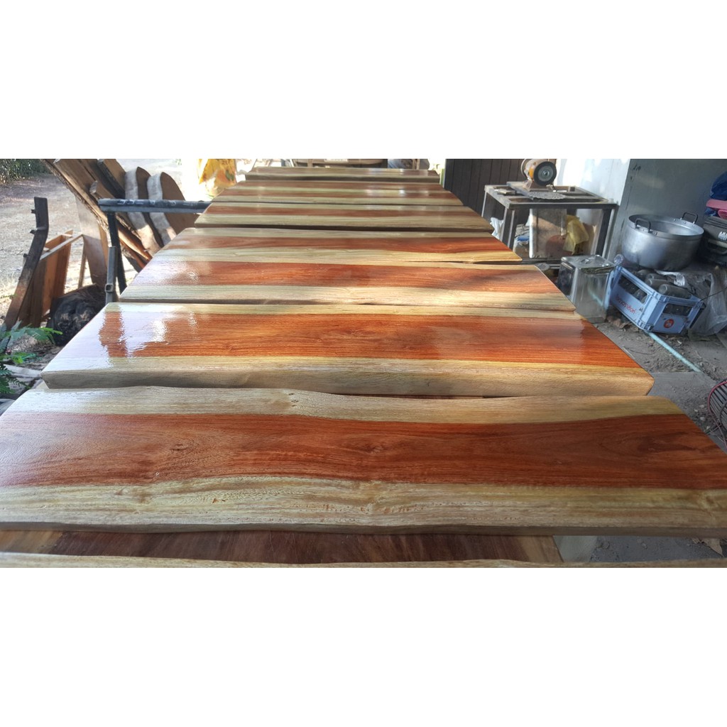 Pradoo'Siam ไม้แผ่นเดียว ท๊อปโต๊ะ ขนาด 20 x60cm.  1แผ่น รุ่นขอบธรรมชาติ สำเร็จรูปพร้อมใช้