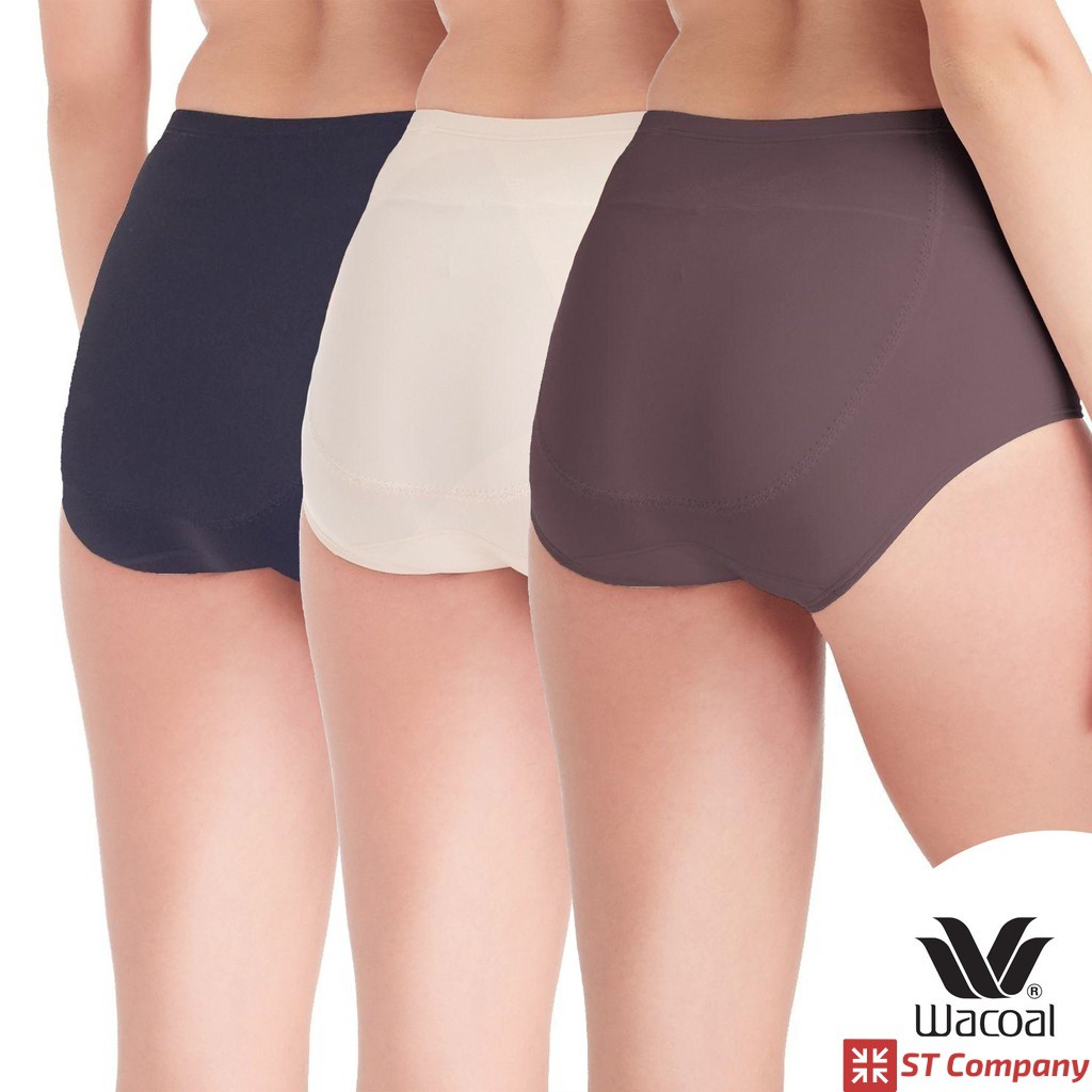 กางเกงใน Wacoal U-Fit Extra Panty ทรง Short (เต็มตัว) สีดำ-เบจ-น้ำตาล 3 ตัว รุ่น WU4838 กางเกงในผู้หญิง วาโก้ กระชับก้น