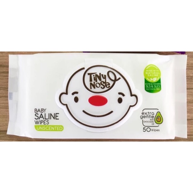 Tiny nose ทิชชู่เปียกสูตรน้ำเกลือ 1 ห่อ 50 ชิ้น