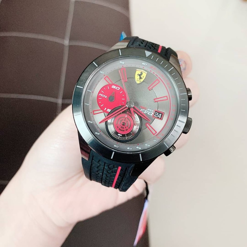 👑ผ่อน0%~แท้100%👑 นาฬิกาข้อมือ สีดำ Ferrari Unisex's Analogue Quartz Watch with Silicone Strap 0830341