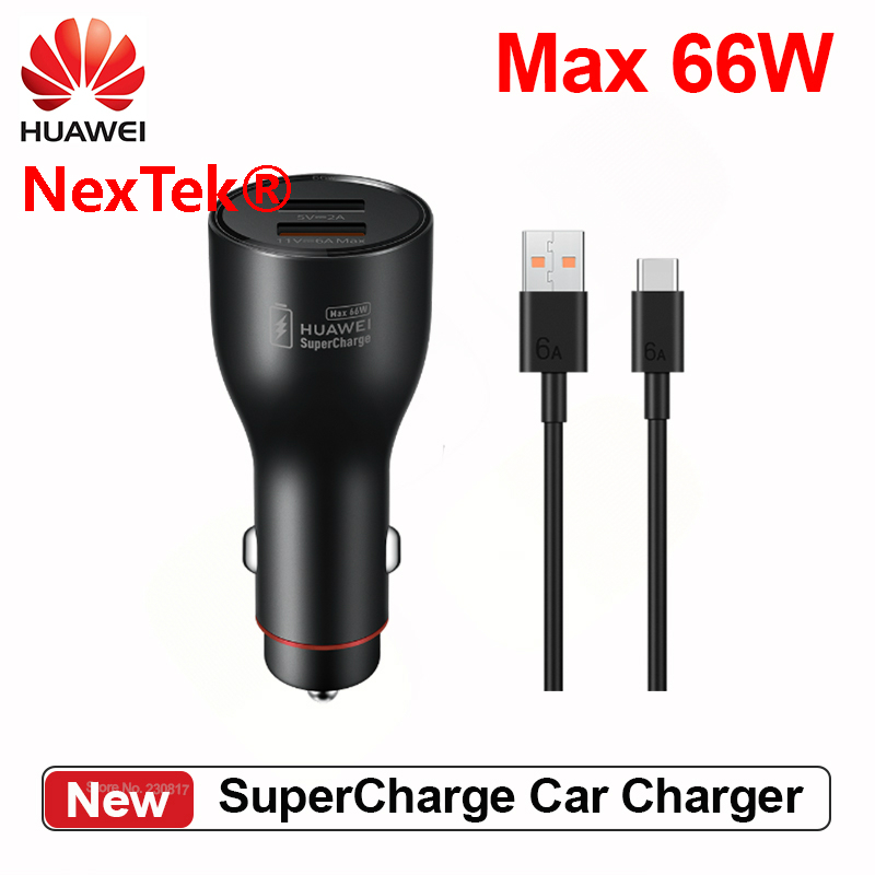 แท้100% HUAWEI SuperCharge Car Charger Max 66W 11V 6A 10V4A 5V3A QC 4.0 Compatible for Mate 40 Pro,M