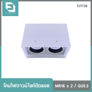 FL-Lighting โคมไฟดาวน์ไลท์ติดลอย MR16 ขั้วGU5.3 สี่เหลี่ยม 2 ช่อง ปรับหน้าได้ สีขาว / Ceiling Downlight 53172B