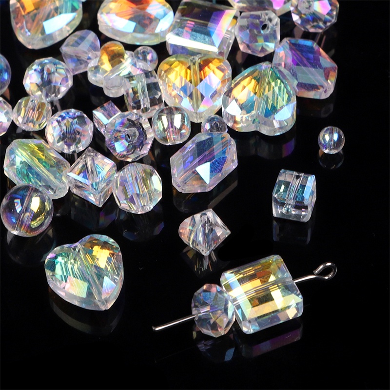แฟชั่นคริสตัล AB สีลูกปัด Faceted แก้วคริสตัลลูกปัดสําหรับต่างหูสร้อยคอสร้อยข้อมือ DIY เครื่องประดับทําอุปกรณ์เสริม