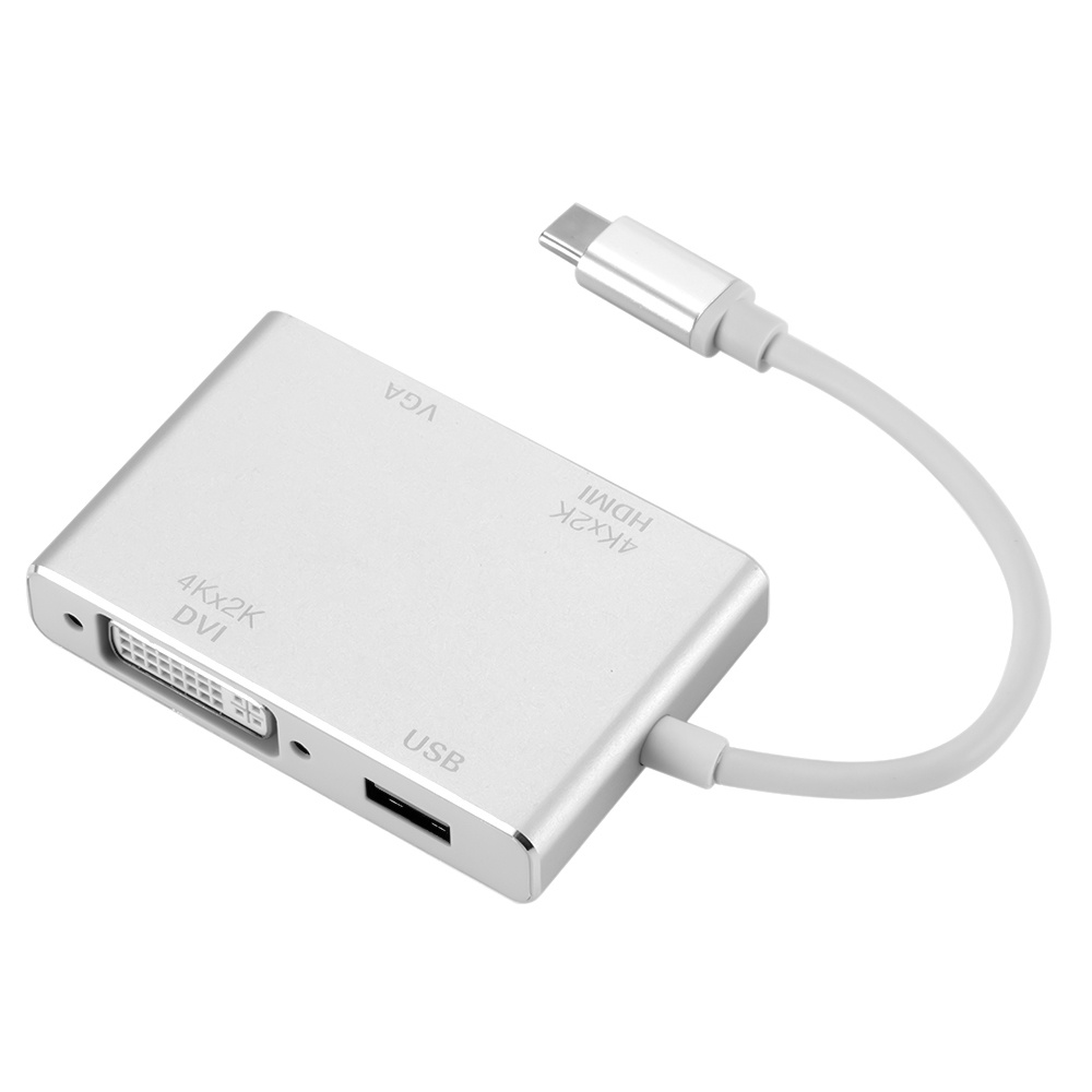 สายคอมพิวเตอร์ Hot 4 In 1 Usb 3.1 Usb C Type C To Hdmi-compatible Vga Dvi Usb 3.0 Adapter Cable For Laptop Apple Usb C #5
