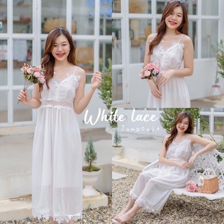 White lace  jumpsuit ⁣จั๊มสูทสายเดี่ยว ลูกไม้สีขาว🤍🦢