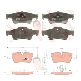 GDB1643 ผ้าเบรค-หลัง(TRW) (เนื้อผ้า COTEC) BENZ ML280 3.0 05 UP, ML63 AMG