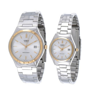 Win Watch shop นาฬิกาคู่รัก Casio รุ่น MTP1170G7A ,LTP1170G7A นาฬิกาคู่ ชายหญิง สายสแตนเลส สีเงิน ขอบหน้าปัดทอง สุดหรู