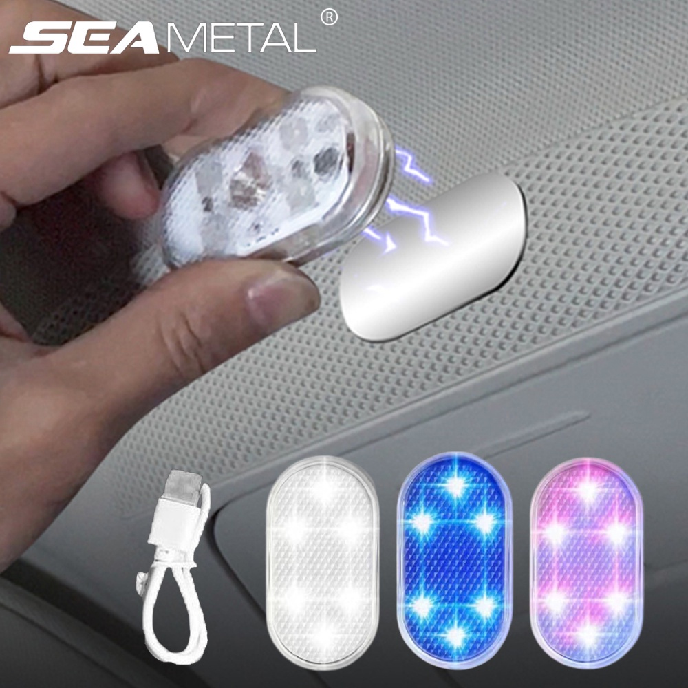 SEAMETAL โคมไฟเพดานรถยนต์ LED ชาร์จ USB ไฟเพดานรถยนต์ 12V ไฟอ่านหนังสือ ไฟสัมผัส ไฟ LED ขนาดเล็ก ไฟอ่านหนังสือแบบชาร์จ