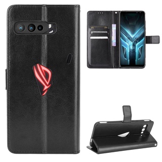 เคสโทรศัพท์หนัง PU ฝาพับ พร้อมช่องใส่บัตร และสายคล้อง หรูหรา สําหรับ ASUS ROG Phone 3 ZS661KS ROG Phone3