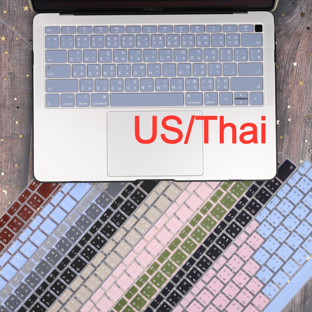 Thai-English Keyboard Cover for MacBook Air13 13.6 15” Pro13 14 16” M4 M3 M2 M1 M5 A3434 A3240 A3241 A3403 A2681 A3112 A3113 A2442 A2485 A2941 A2337 A2338 A1706 A1708 A2159 A1466 A1932 A2179 A2251 A2289 A2141