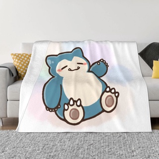 Snorlax ผ้าห่มขนแกะ นุ่มพิเศษ พิมพ์ลาย แฟชั่น ให้ความอบอุ่น นุ่ม ผ้าห่มเตียง และโซฟา