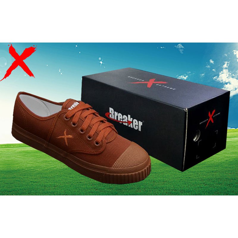 Breaker X รองเท้านักเรียนผ้าใบชาย สีน้ำตาล
