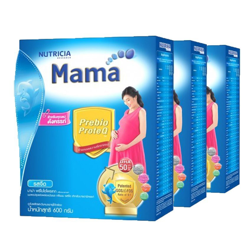 DUMEX ดูเม็กซ์ มาม่า พรีไบโอโพรเทก ผลิตภัณฑ์นมพร่องมันเนยรสจืด สำหรับมารดามีครรภ์และให้นมบุตร 600 กรัม (แพค 3)