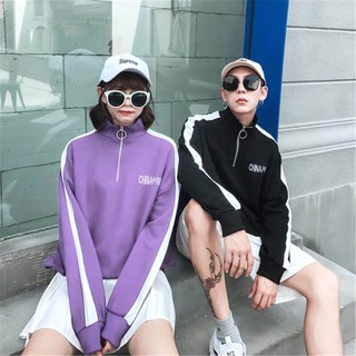 เสื้อยืโอเวอร์ไซส์ แขนยาวแถบซิป