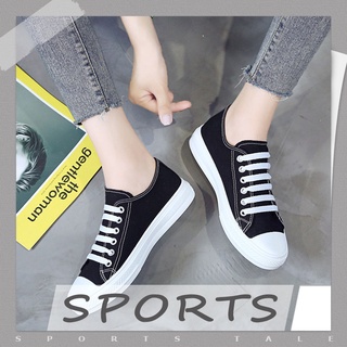 GFShop 👟🖤รองเท้าผ้าใบสไตล์สาวสุดเท่  ดีไซน์เรียบๆสีดำสุดคลาสสิค ทรงฮิตตลอดกาล  🚫✨ห้ามพลาดเลยน๊าทุกโคนนนน