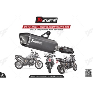 ท่อแต่ง Akrapovic Exhaust Slip-On Line (Titanium) Black new shape BMW R1200GS / R1200GS ADVENTURE 2013-2018