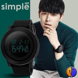 SKMEI Watch ทรงกลมสีดำ