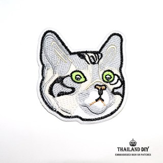 ตัวรีดติดเสื้อ ลายการ์ตูน แมว น่ารัก หน้าแมว Cat Cartoon Patch งานปัก DIY ตัวรีด อาร์ม ติดเสื้อ เสื้อผ้า กระเป๋า กางเกง