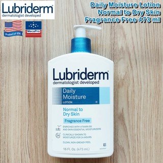 Lubriderm® Daily Moisture Lotion Normal to Dry Skin Fragrance Free 473 ml ลูบริเดิร์ม โลชั่น ผิวแห้งกร้าน