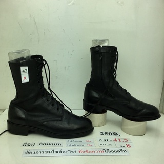 รองเท้าคอมแบท มีซิปข้าง Combat boots with zippered sides หนังสีดำ มือสอง นำเข้า