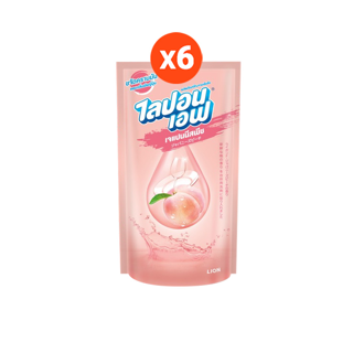 Lipon F ผลิตภัณฑ์ล้างจาน ไลปอนเอฟ เจแปนนีส พีช (Japanese Peach) ชนิดถุงเติม 500 มล. 6 ถุง