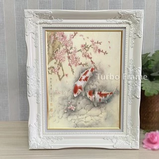 กรอบรูปหลุยส์ดอกใหญ่ สีทอง สีขาว ขนาดภาพ 11x14”, 12x16" , 12x18" ราคาถูกมีขาตั้ง หูแขวนผนัง กระจกด้านหน้า