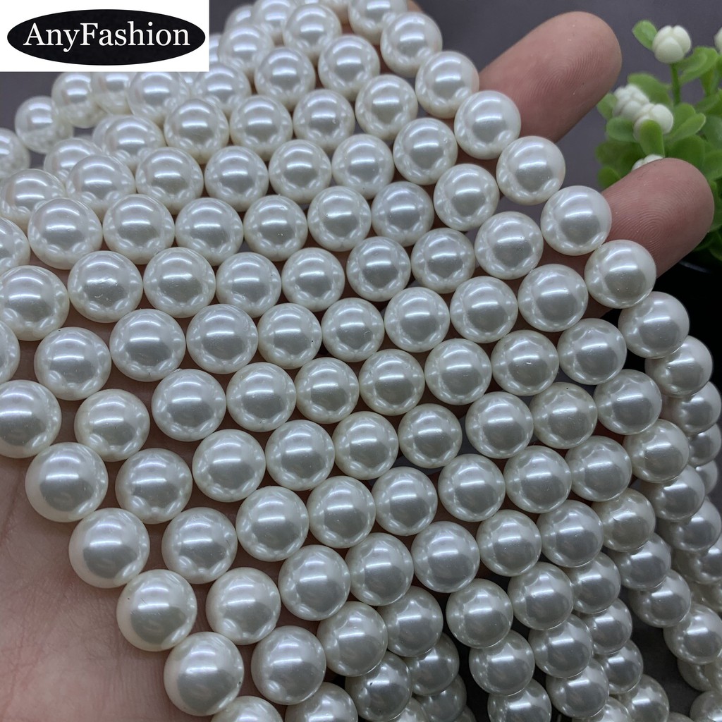 ลูกปัดไข่มุก เปลือกหอยธรรมชาติ 4A 2-20 มม. สีขาว สําหรับทําเครื่องประดับ DIY