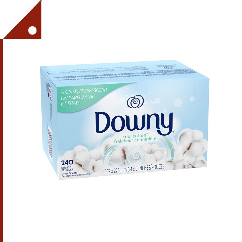 Downy : DWNCCT-240* แผ่นอบผ้า แผ่นปรับผ้านุ่ม Fabric Softener Dryer Sheets, Cool Cotton, 240 count