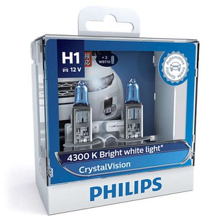 PHILIPS หลอดไฟรถยนต์ Crystal Vision 4300K H1 ขั้ว H1