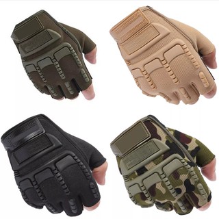 ถุงมือยุทธวิธี (แบบเปิดนิ้ว) ถุงมือฟิตเนส ถุงมือทหาร ถุงมือ แบบเปิดนิ้ว เต็มมือ ถุงมือขี่มอเตอร์ไซค์ รอบวงฝ่ามือ 18-22cm