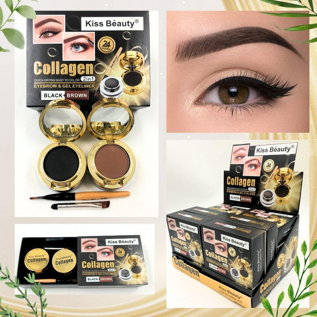 89054-03C Kiss Beauty Collagen 2in1 เจลเขียนคิ้ว สีติดทน 24 ชม.เม็ดสีชัด มีให้เลือก2สี ในกล่อง