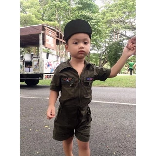 ✅พร้อมส่ง ชุดทหารเด็กขาสั้น ชุดหมีนักบินเด็ก ชุดกัปตันยูชีจิน ชุดทหาร ชุดนักบินเด็ก ใส่ได้ทั้งชายหญิง ชุดอาชีพเด็ก