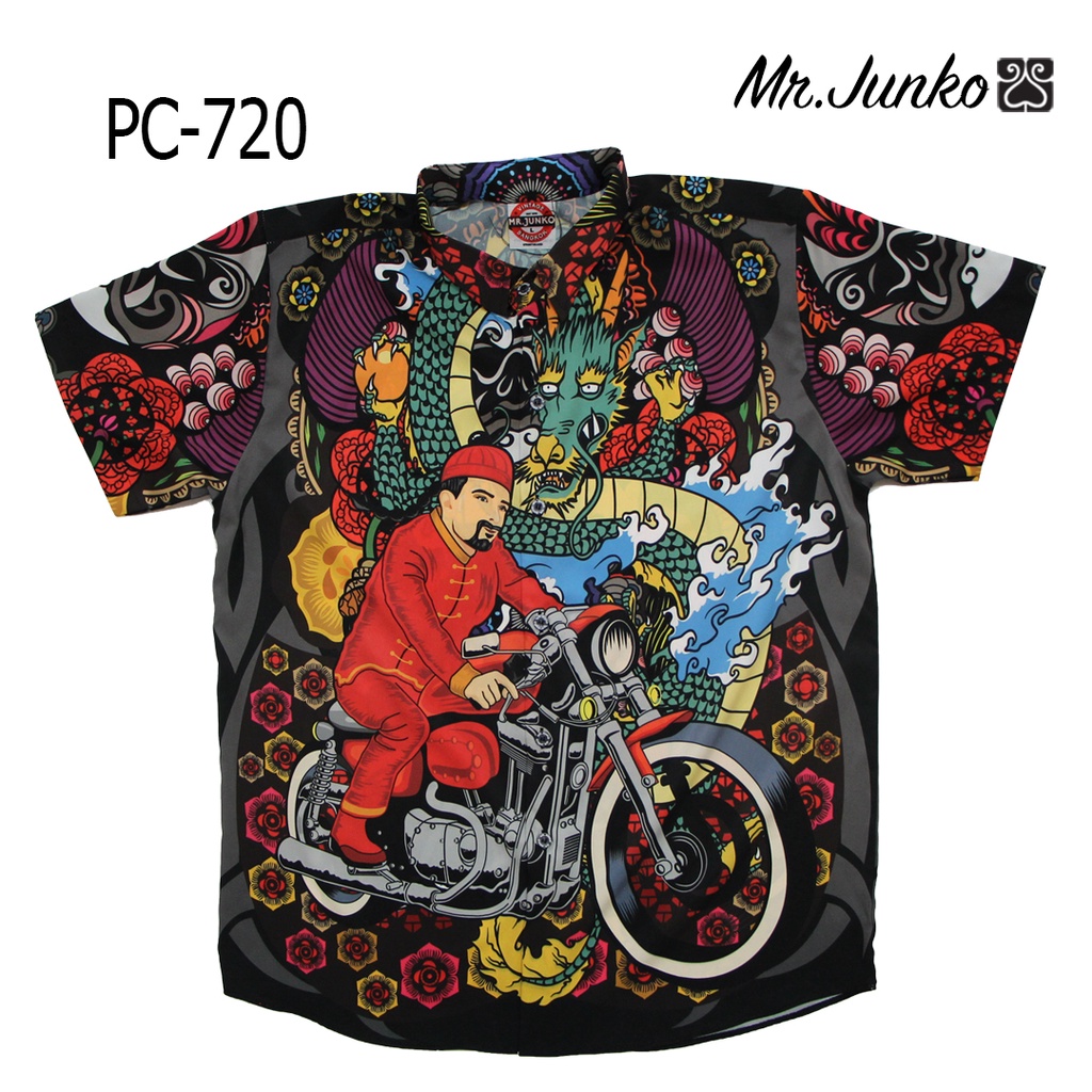 ส่งฟรี เชิ้ตแขนสั้น Mr-Junko PC-720 ลายด้านหน้าต่อกัน ราคาคุ้มค่าที่สุด