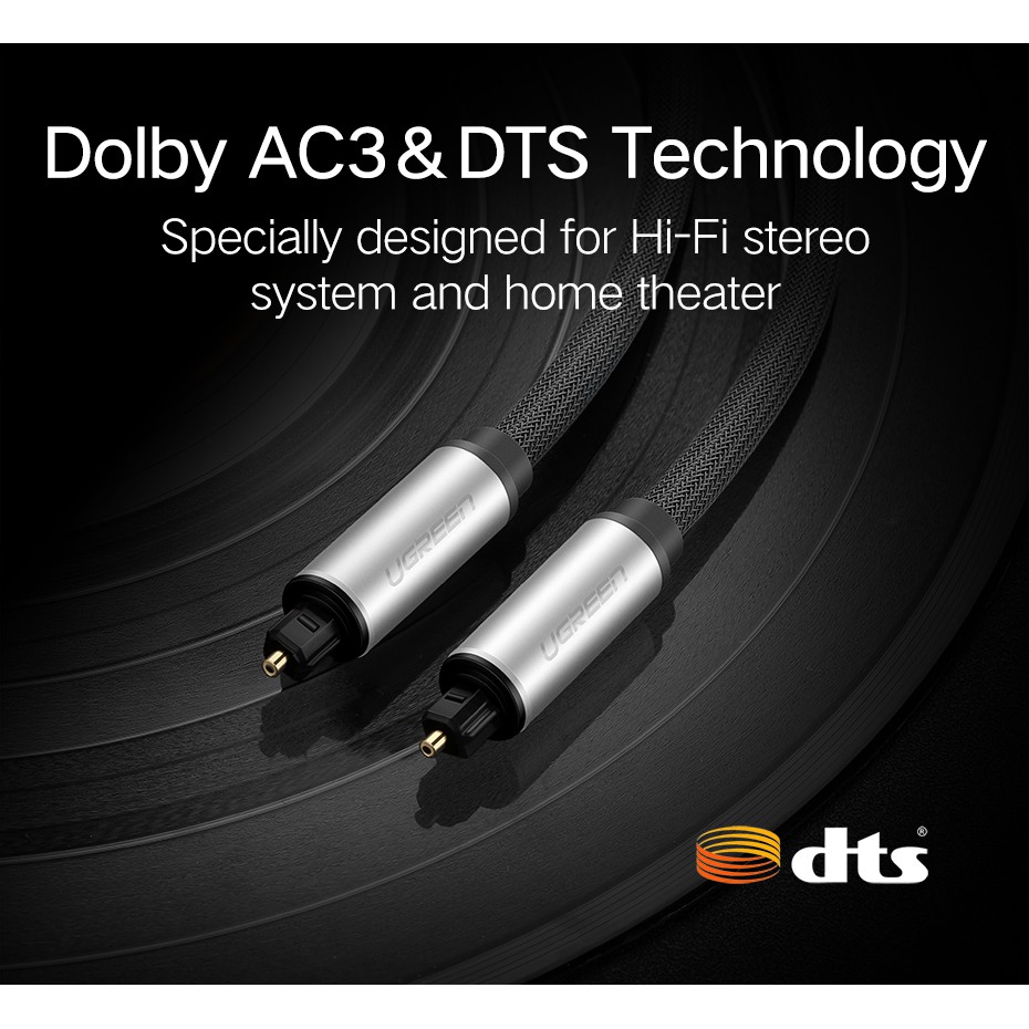 UGREEN รุ่น AV108 สาย Optical Audio สายสัญญาณเสียง TOSLINK รองรับ S/PDIF, ADAT สายถัก