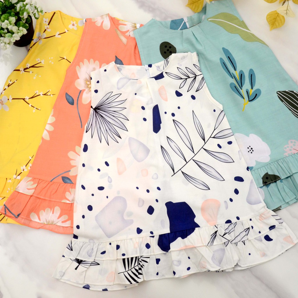 Dress Ruffle Budak Perempuan / Girl Kids Ruffle Dress Cotton 1 - 5 tahun