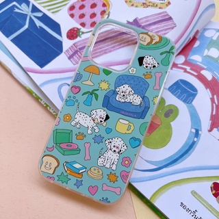 เคสสำหรับไอโฟน ลาย Happy polka dog พื้นหลังสีฟ้า - Dual Guard เคสใส 2 ชั้น iPhone (ผลิตตามออร์เดอร์)