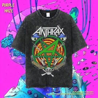 เสื้อยืด ขนาดใหญ่ พิมพ์ลาย Haze Anthrax สีม่วง | หินล้างทําความสะอาด | เสื้อยืด ขนาดใหญ่ | เสื้อท็อปสามารถปรับแต่งได้