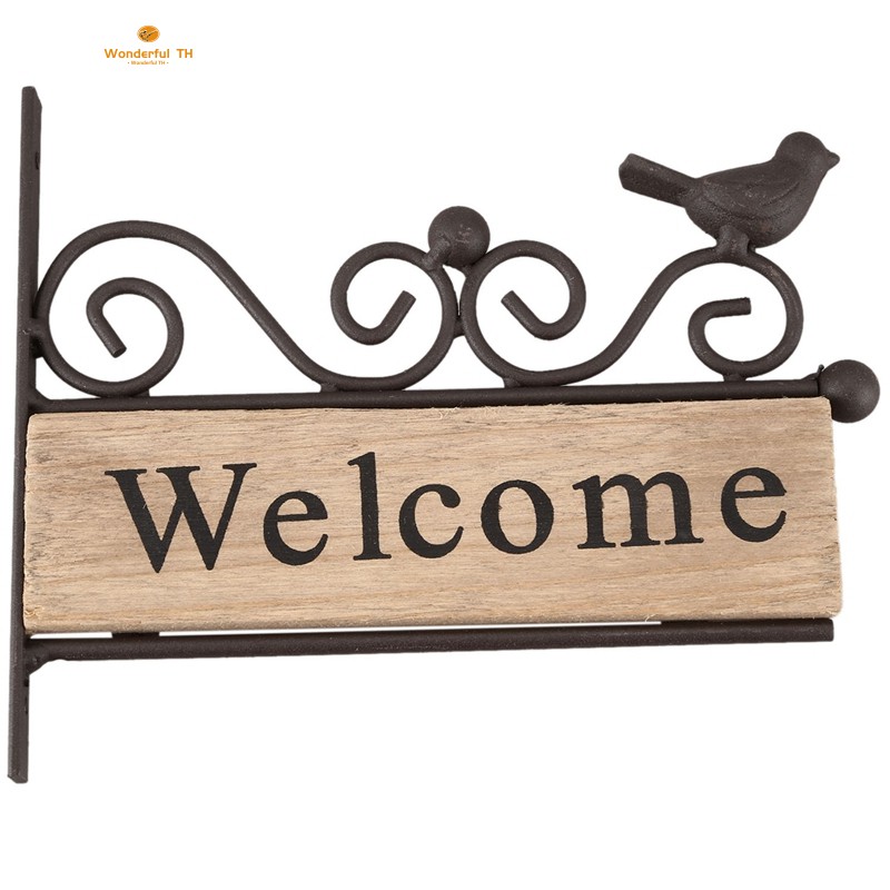 ป้ายไม้รูปนก Welcome สไตล์วินเทจ COD