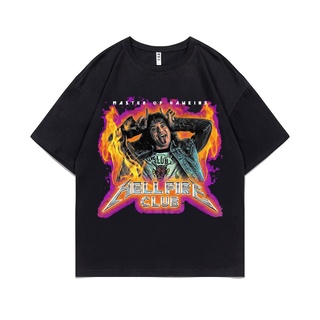 เสื้อยืดโอเวอร์ไซส์ใหม่ เสื้อยืดผ้าฝ้าย 100% พิมพ์ลายกราฟฟิค Stranger Things 4 Hellfire Club Eddie Munson สไตล์ฮาราจูกุ