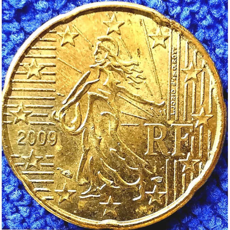เหรียญ​ต่างประเทศ​ ฝรั่งเศส​ France, ยูโร, 20 Euro​Cent, ใช้แล้ว, #​3790L