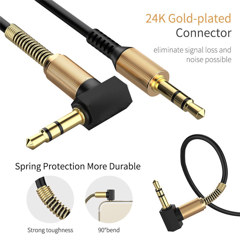 สายสัญญาณเสียง สาย Audio Cable สาย AUX3.5mm to 3.5 mm  Audio Cable หัว 90 องศา ยาว 1 เมตร - รูปที่ 2