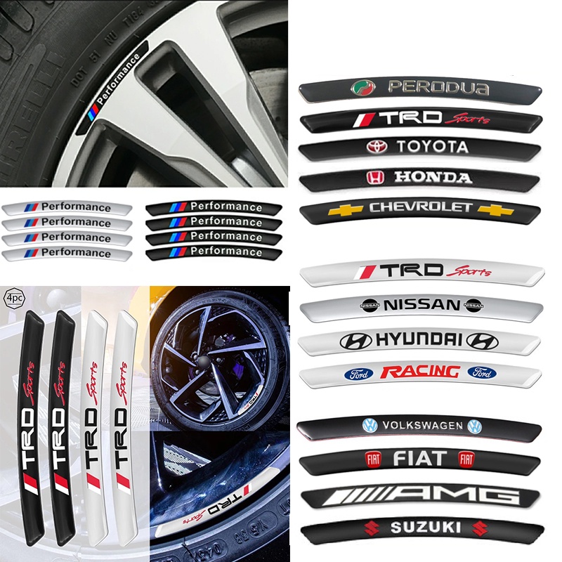 สติกเกอร์ สําหรับติดตกแต่งล้อรถยนต์ จํานวน 4 ชิ้น 4pieces Car Wheels Race Car Rims Car Tire sticker