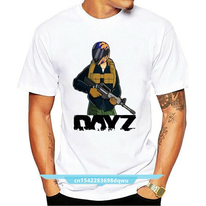 การ์ตูน Dayz เสื้อยืดแขนสั้นสีขาว Mens เกม DAYZ โลโก้ T เสื้อ Top Tees tshirt