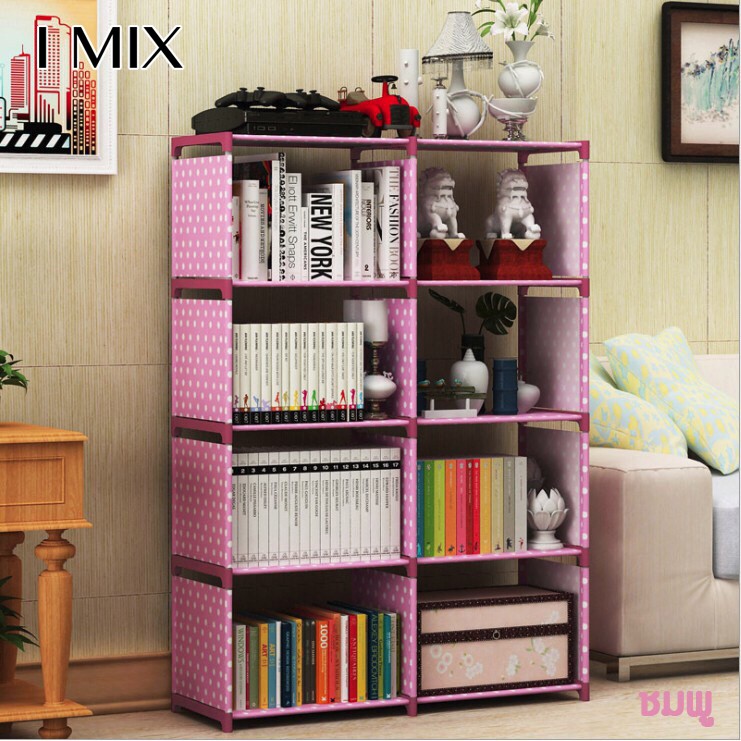 I MIX B08 ชั้นวางหนังสือ 8ช่อง ชั้นวางของ โครงเหล็กแข็งแรง ผ้ากันน้ำ ชั้นวางของอเนกประสงค์ 8 ช่อง